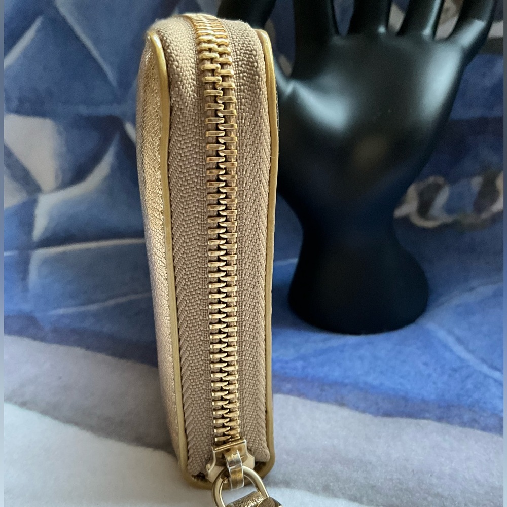 SOLD- Jimmy Choo Bettina Gold Zip Around Wallet - Picture 9 of 16